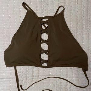 Dark Green Halter Swim Top